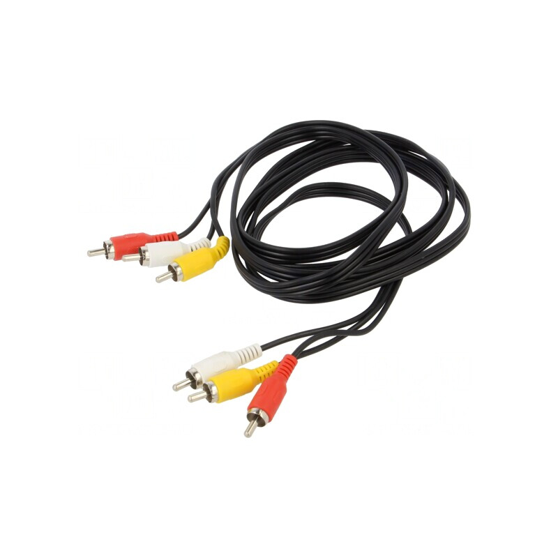 Cablu RCA 3m Nichelat Negru x3 | Electronic-mag.ro | Componente Electronice