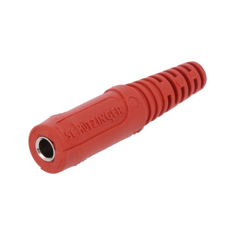 Soclu Banană 4mm 10A 70VDC Roșu Nichelat Pe Cablu | Electronic-mag.ro | Componente Electronice