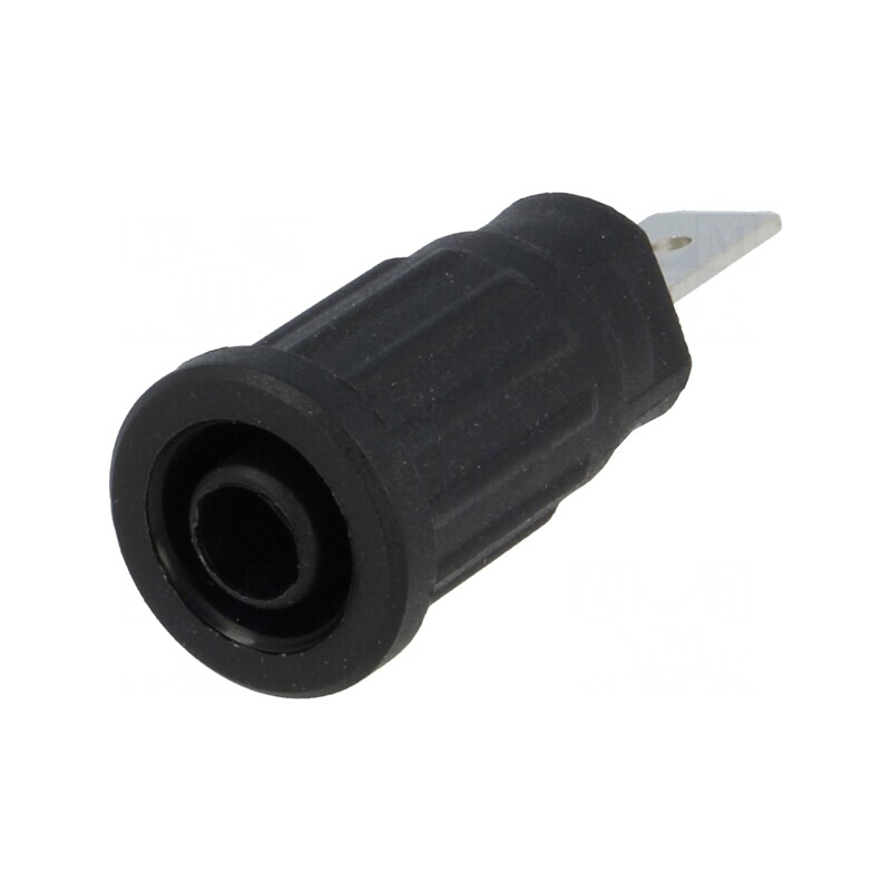 Soclu Banană 4mm 32A 1kV Negru Nichelat | Electronic-mag.ro | Componente Electronice