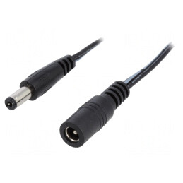 Cablu Alimentare DC 5,5/2,1 mm Negru 2x0,5 mm²