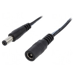 Cablu Alimentare DC 5,5/2,1 mm Negru 2x0,5 mm² | Electronic-mag.ro | Componente Electronice