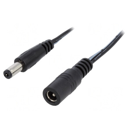 Cablu Alimentare DC 5,5/2,1 mm Negru 2x0,5 mm² | Electronic-mag.ro | Componente Electronice