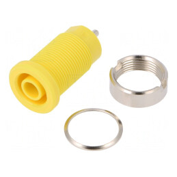 Soclu banană galben 4mm 24A nichelat pentru panou