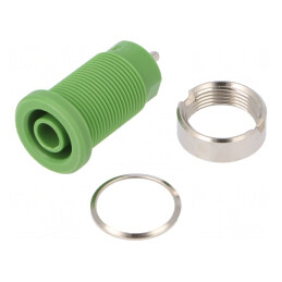 Soclu banană verde 4mm 24A nichelat pe panou