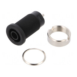 Soclu Banană 4mm 24A Negru Nichelat Panou Înșurubare | Electronic-mag.ro | Componente Electronice