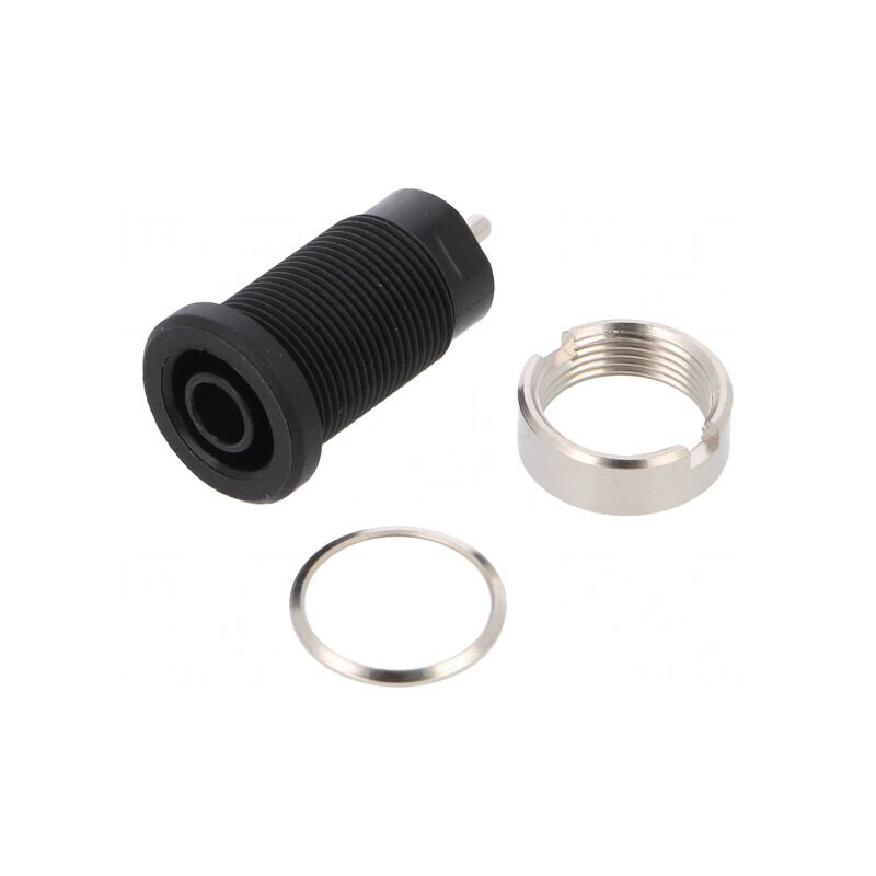 Soclu Banană 4mm 24A Negru Nichelat Panou Înșurubare | Electronic-mag.ro | Componente Electronice