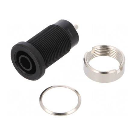 Soclu Banană 4mm 24A Negru Nichelat Panou Înșurubare | Electronic-mag.ro | Componente Electronice