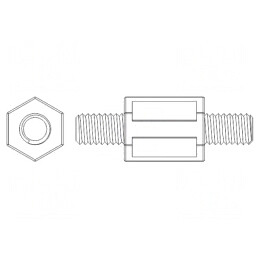 Piuliţă distanţieră 90mm M6 hexagonală