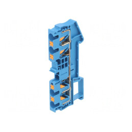 Conector Șine 0,2-6mm2 1 Pistă 4 Borne Albastru PT | Electronic-mag.ro | Componente Electronice