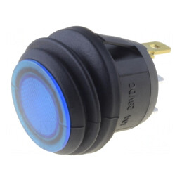 Comutator Basculant Albastru cu LED 10A 28VDC IP65 | Electronic-mag.ro | Componente Electronice