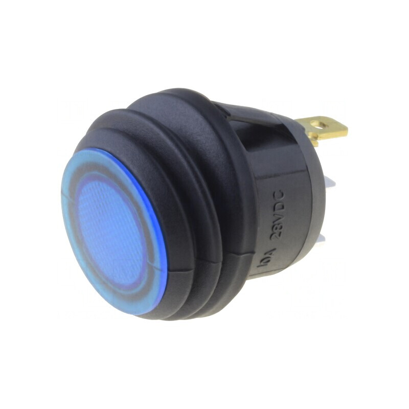 Comutator Basculant Albastru cu LED 10A 28VDC IP65 | Electronic-mag.ro | Componente Electronice