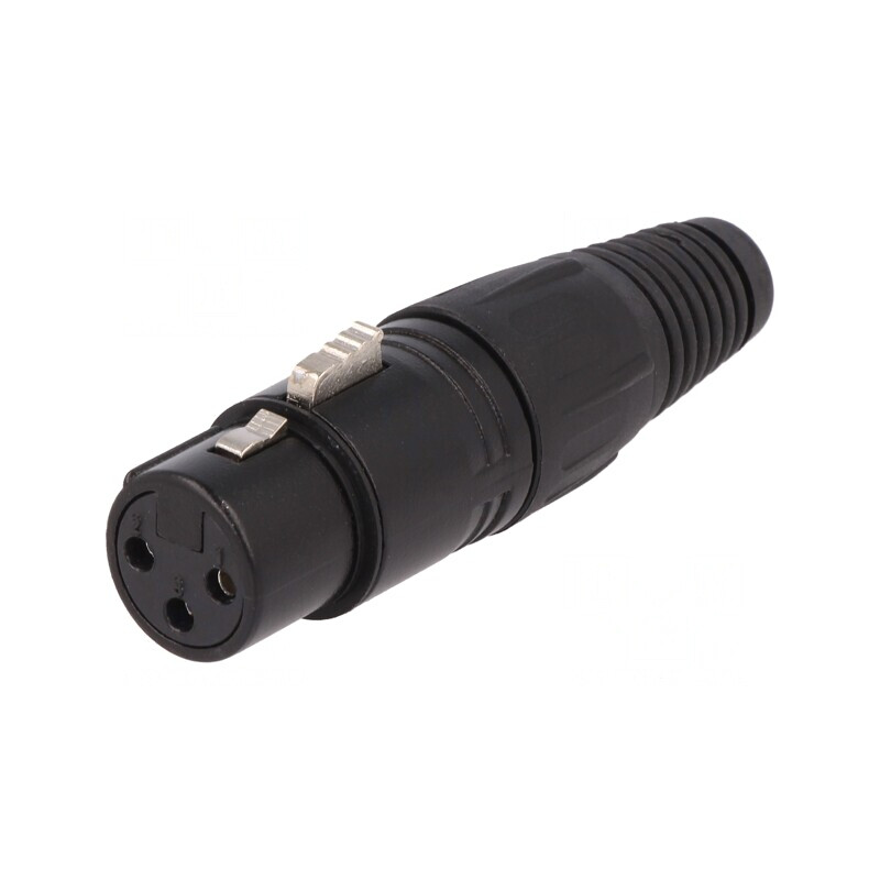 Mufă XLR 3-Pin Mamă pe Cablu Neagră | Electronic-mag.ro | Componente Electronice
