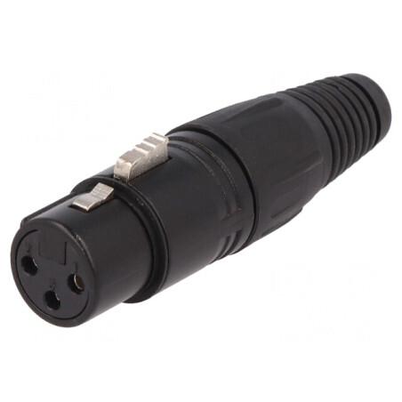 Mufă XLR 3-Pin Mamă pe Cablu Neagră | Electronic-mag.ro | Componente Electronice