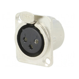 Soclu XLR Mamă 3 Pinuri Metalic Argintiu | Electronic-mag.ro | Componente Electronice