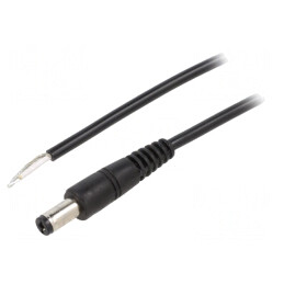 Cablu DC 5,5/2,1 Negru 0,5m | Electronic-mag.ro | Componente Electronice