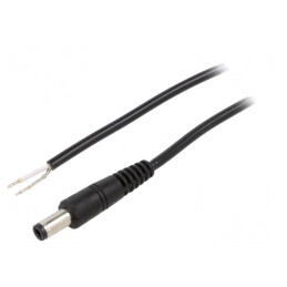 Cablu Alimentare DC 5,5x2,5 mm Negru 0,5m | Electronic-mag.ro | Componente Electronice