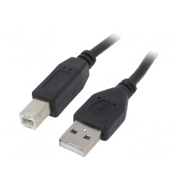 Cablu USB 2.0 A-B Aurit 3m Negru | Electronic-mag.ro | Componente Electronice