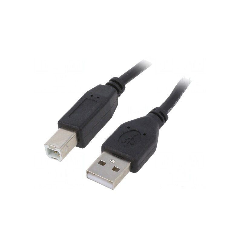 Cablu USB 2.0 A-B Aurit 3m Negru | Electronic-mag.ro | Componente Electronice