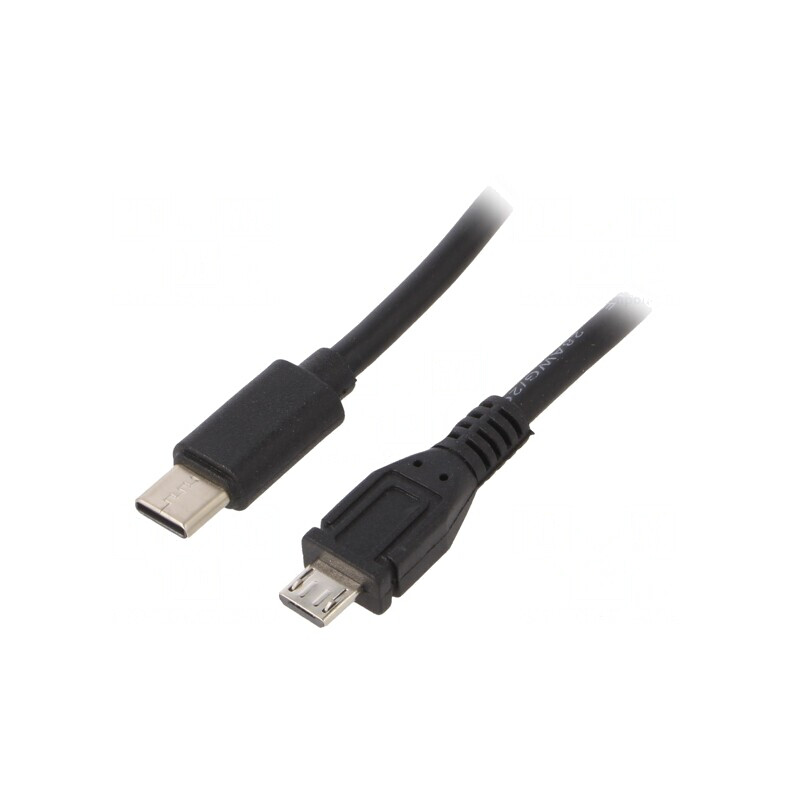Cablu USB 2.0 USB B Micro la USB C Aurit 1m Negru PVC | Electronic-mag.ro | Componente Electronice