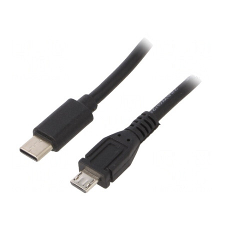 Cablu USB 2.0 USB B Micro la USB C Aurit 1m Negru PVC | Electronic-mag.ro | Componente Electronice
