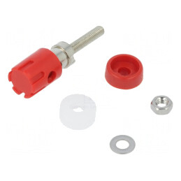 Soclu banană 4mm 15A roșu nichelat pe panou | Electronic-mag.ro | Componente Electronice