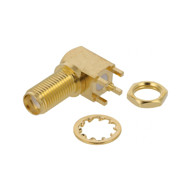 Soclu SMA mamă unghi 90° montare pe panou PTFE | Electronic-mag.ro | Componente Electronice