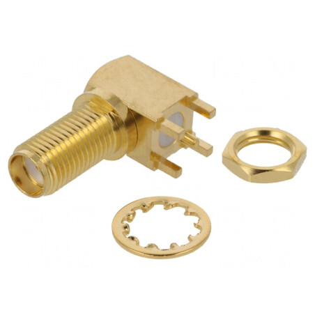 Soclu SMA mamă unghi 90° montare pe panou PTFE | Electronic-mag.ro | Componente Electronice