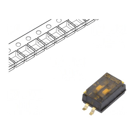 Comutator DIP-SWITCH 2 Secțiuni SMT OFF-ON 0.1A 50VDC | Electronic-mag.ro | Componente Electronice