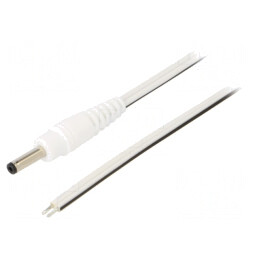 Cablu Alb DC 3,5/1,3 Mufă Dreaptă 0,5m 2x0,5mm² | Electronic-mag.ro | Componente Electronice