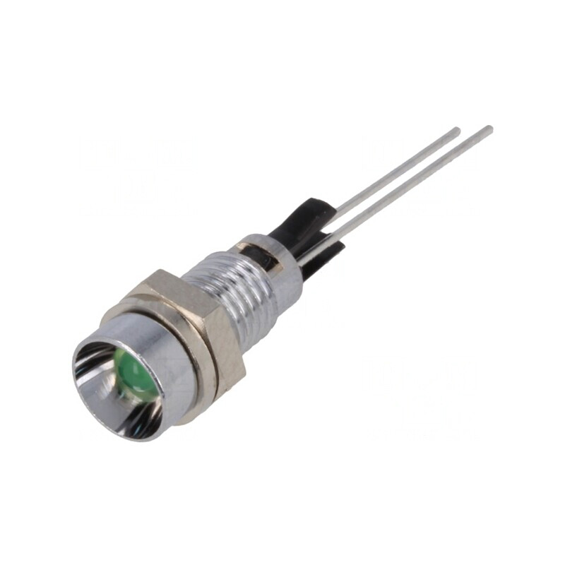 Lampă LED Verde Concav Ø6mm pentru PCB | Electronic-mag.ro | Componente Electronice