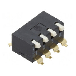 Comutator DIP-SWITCH 4 Secțiuni ON-OFF 24VDC | Electronic-mag.ro | Componente Electronice