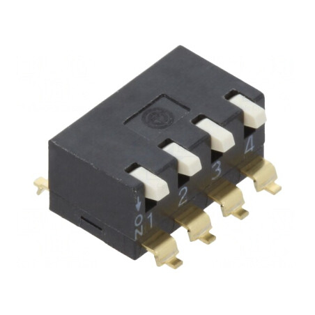 Comutator DIP-SWITCH 4 Secțiuni ON-OFF 24VDC | Electronic-mag.ro | Componente Electronice
