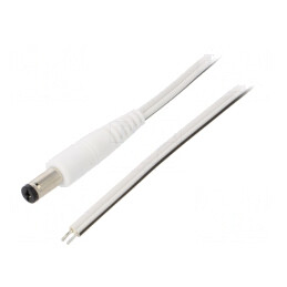 Cablu Alb 2x0,5mm2 DC 5,5/1,7 0,5m | Electronic-mag.ro | Componente Electronice