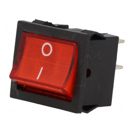 Comutator Bascule DPST ON-OFF 6A/250V cu Lumină Roșie | Electronic-mag.ro | Componente Electronice