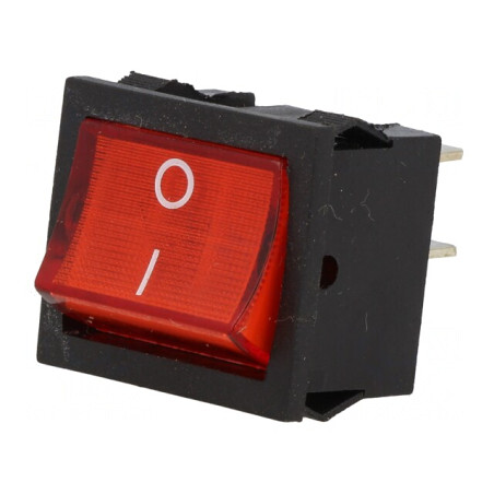 Comutator Bascule DPST ON-OFF 6A/250V cu Lumină Roșie | Electronic-mag.ro | Componente Electronice