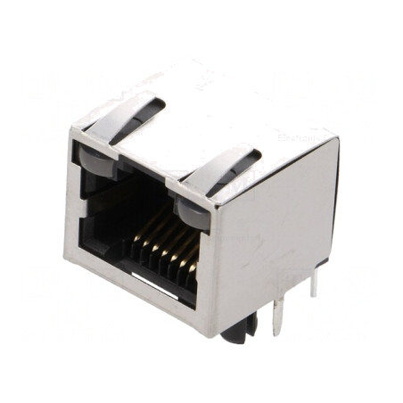 Soclu RJ45 Cat5 Ecranat cu LED 8p8c THT | Electronic-mag.ro | Componente Electronice