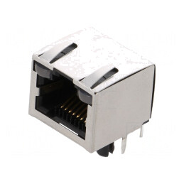 Soclu RJ45 Cat5 Ecranat cu Diodă LED 8p8c THT | Electronic-mag.ro | Componente Electronice
