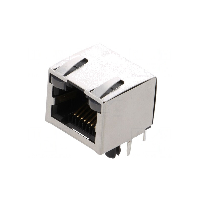 Soclu RJ45 Cat5 Ecranat cu Diodă LED 8p8c THT | Electronic-mag.ro | Componente Electronice