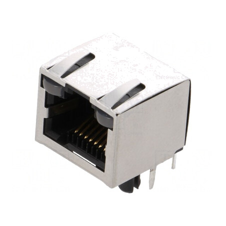 Soclu RJ45 Cat5 Ecranat cu Diodă LED 8p8c THT | Electronic-mag.ro | Componente Electronice