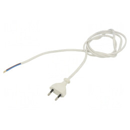 Cablu Alb 2m 2x0,75mm2 CEE 7/16 PVC 2,5A | Electronic-mag.ro | Componente Electronice