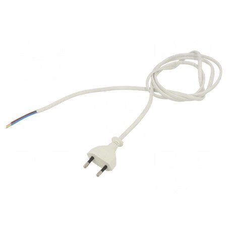 Cablu Alb 2m 2x0,75mm2 CEE 7/16 PVC 2,5A | Electronic-mag.ro | Componente Electronice