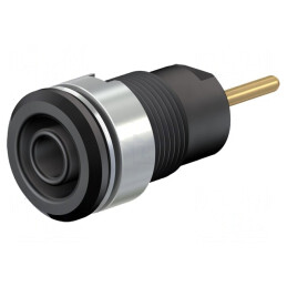 Soclu banană 4mm negru aurit 24A 1kV | Electronic-mag.ro | Componente Electronice