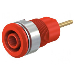 Soclu Banană 4mm 24A Roșu Aurit Alamă | Electronic-mag.ro | Componente Electronice
