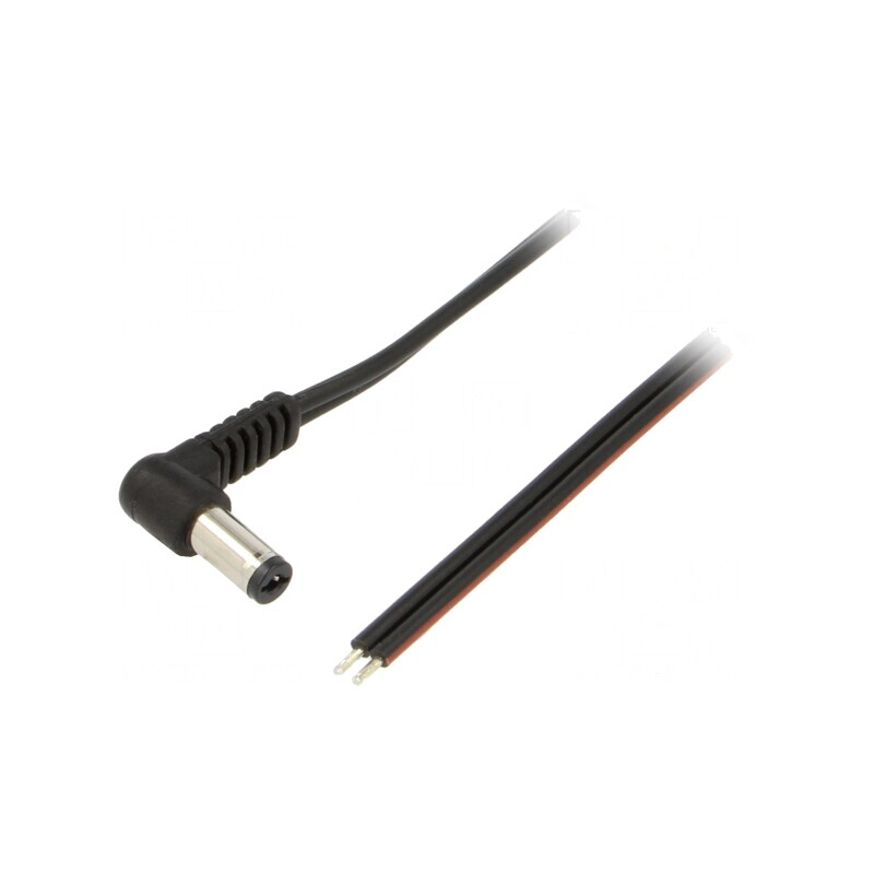 Cablu Alimentare 2x0,75mm2 cu Mufă Unghiulară DC 5,5/2,1 Negru 0,5m | Electronic-mag.ro | Componente Electronice