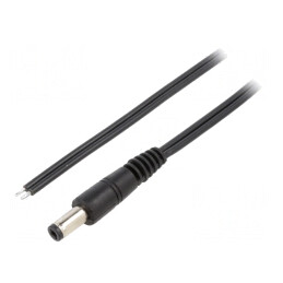 Cablu Alimentare DC 5,5/2,1 Negru 0,5m 2x0,75mm² | Electronic-mag.ro | Componente Electronice