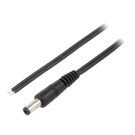 Cablu Alimentare DC 5,5/2,1 Negru 0,5m 2x0,75mm² | Electronic-mag.ro | Componente Electronice