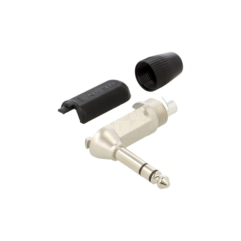 Mufă Jack Stereo 6,3mm Tată 90° Neagră | Electronic-mag.ro | Componente Electronice