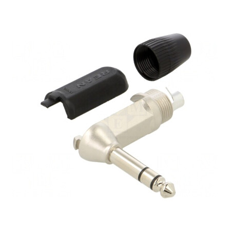 Mufă Jack Stereo 6,3mm Tată 90° Neagră | Electronic-mag.ro | Componente Electronice