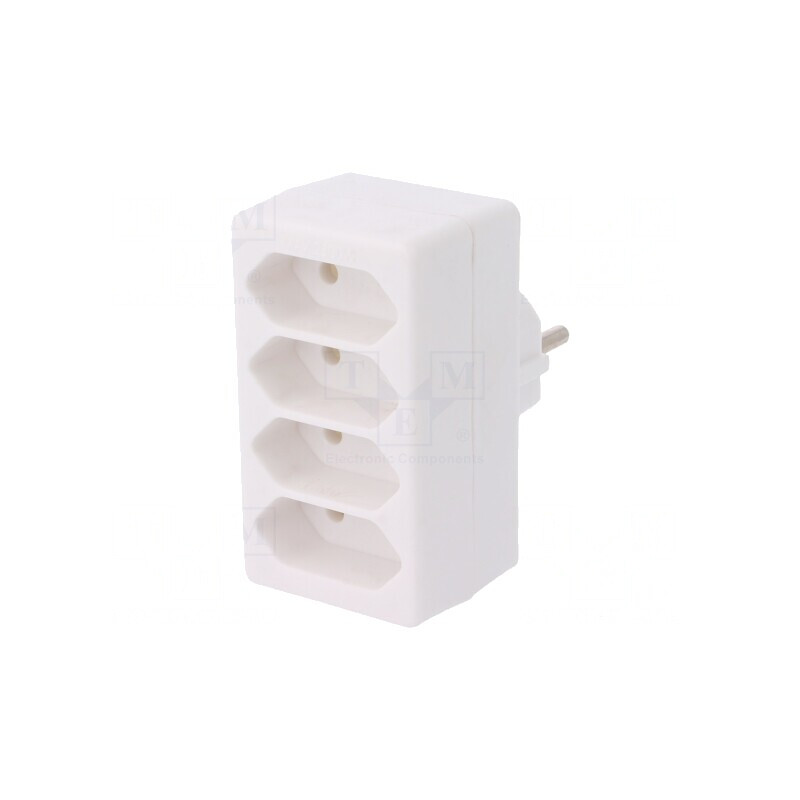 Conector Alimentare AC Splitter 2P Rotund/Plat Alb | Electronic-mag.ro | Componente Electronice
