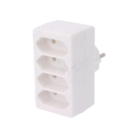 Conector Alimentare AC Splitter 2P Rotund/Plat Alb | Electronic-mag.ro | Componente Electronice